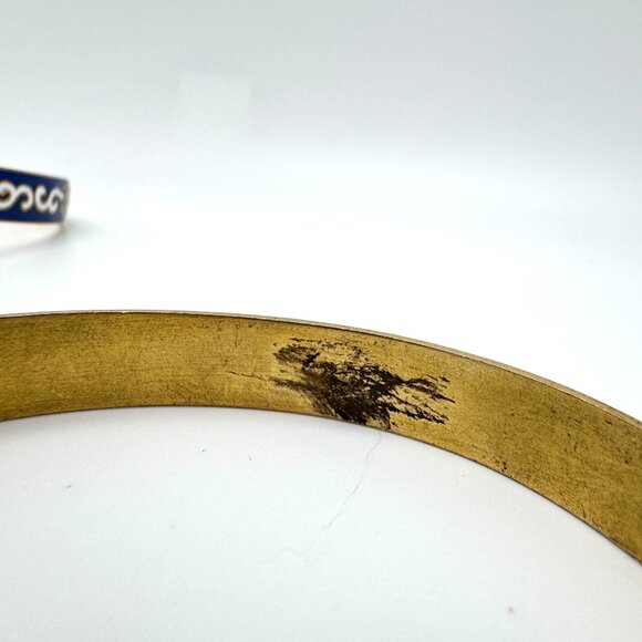 Cloisonne Enamel Brass Blue Red Green Black Vtg Set of 3 Bangle Bracelet  7.5 - Picture 5 of 16